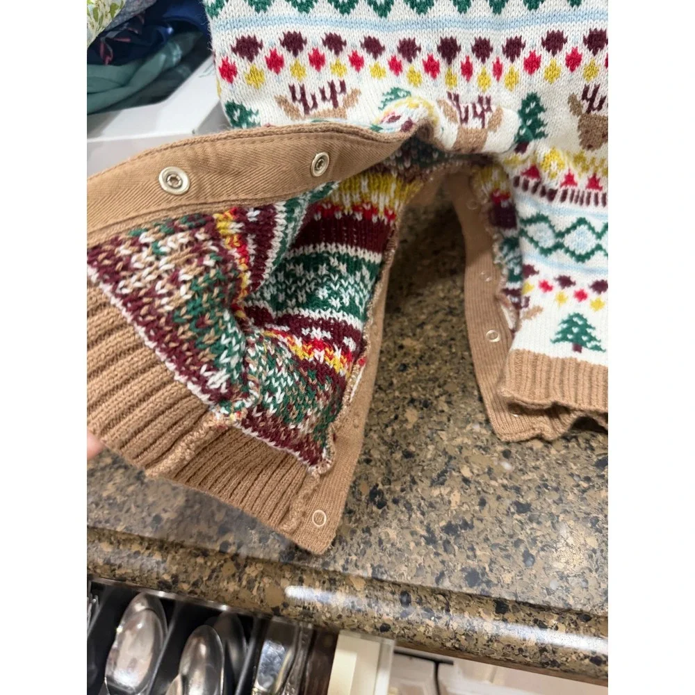 Old Navy Baby Fair Isle Reindeer Christmas Knit Romper 12-18 Months‎